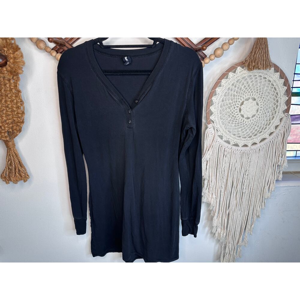 Skims Black Onyx Sleep Henley Dress